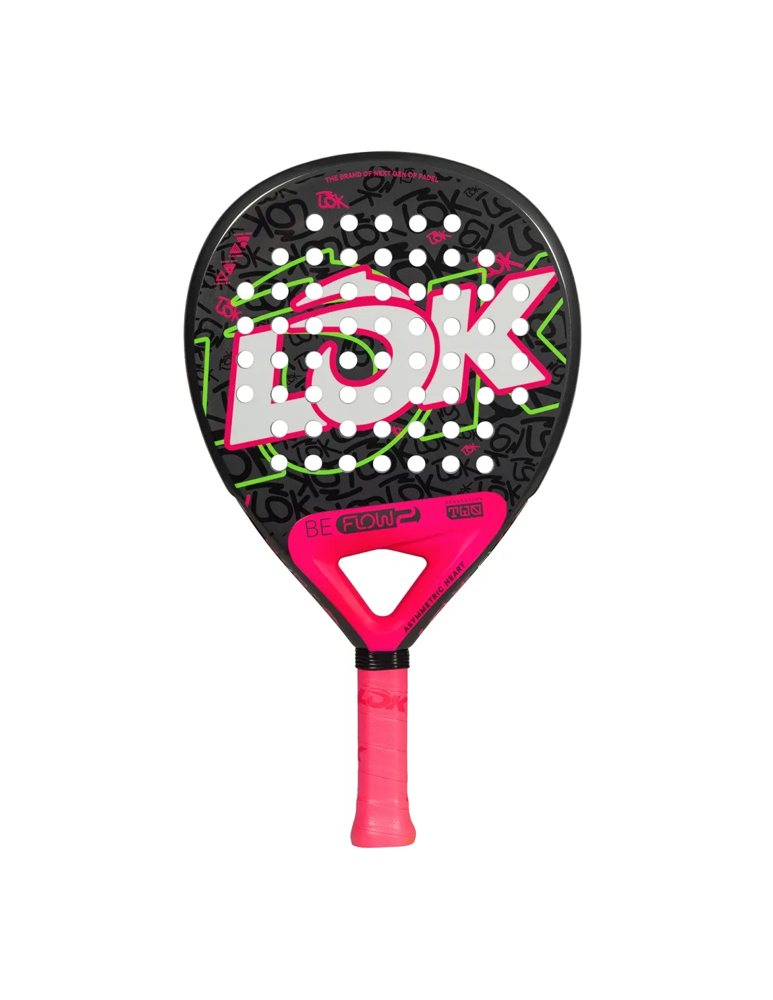 Lok Be Flow Gen 2 Pink-Green 2026 — pala de pádel Lok